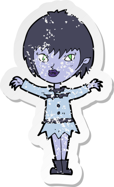 Bir insan tarafından çizilmiş vampir bir kızın gerilimli çıkartması.