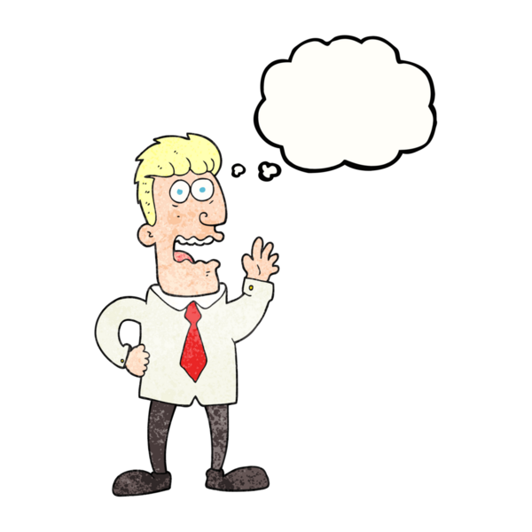 Bir insan tarafından çizilmiş serbest çizim düşünce balonu desenli karikatür işadamı