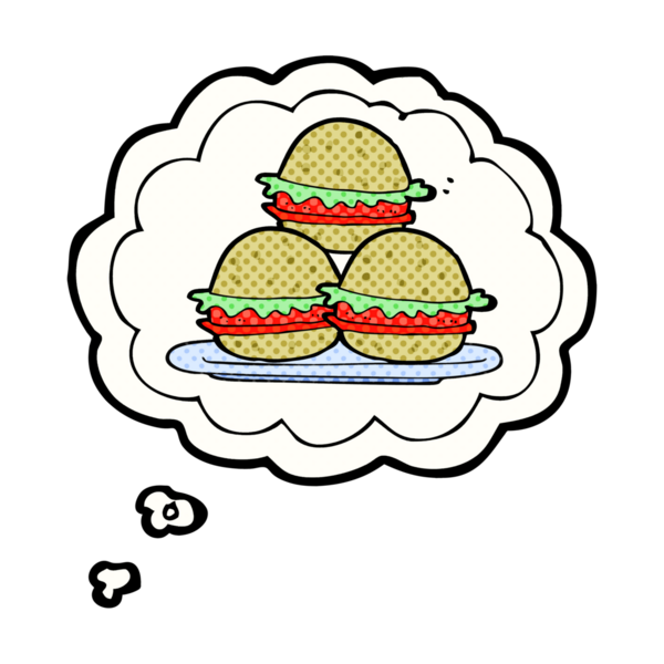 Bir insan tarafından çizilmiş serbest çizim baloncuk hamburger tabağı.