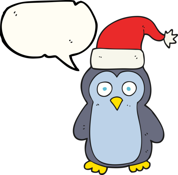 Bir insan tarafından çizilmiş serbest konuşma balonu karikatürü Noel pengueni