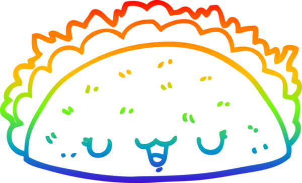 gökkuşağı gradyan çizgi çizimi bir insan tarafından çizilmiş taco çizgi filmi