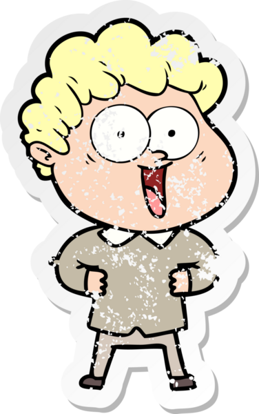 Bir insan tarafından çizilmiş mutlu bir adamın sıkıntılı çıkartması.