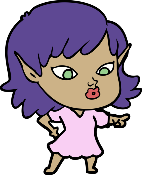 Bir insan tarafından çizilmiş güzel elf kızı.