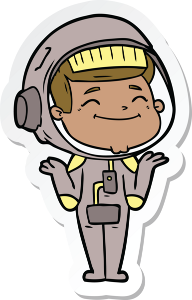 Bir insan tarafından çizilmiş mutlu bir astronotun çıkartması.