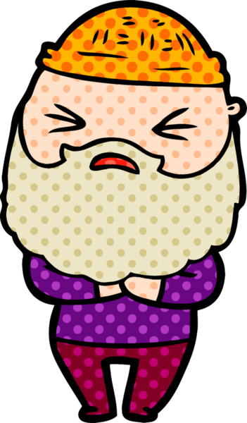 Bir insan tarafından çizilmiş sakallı bir çizgi film adamı.