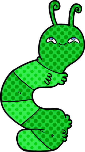 Bir insan tarafından çizilmiş mutlu bir tırtıl.