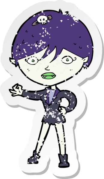 Bir insan tarafından çizilmiş vampir bir kızın gerilimli çıkartması.