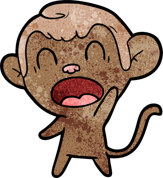 Bir insan tarafından çizilmiş bağıran çizgi maymun.