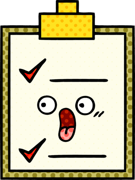 bir insan tarafından çizilmiş kontrol listesinin çizgi roman tarzı karikatürü