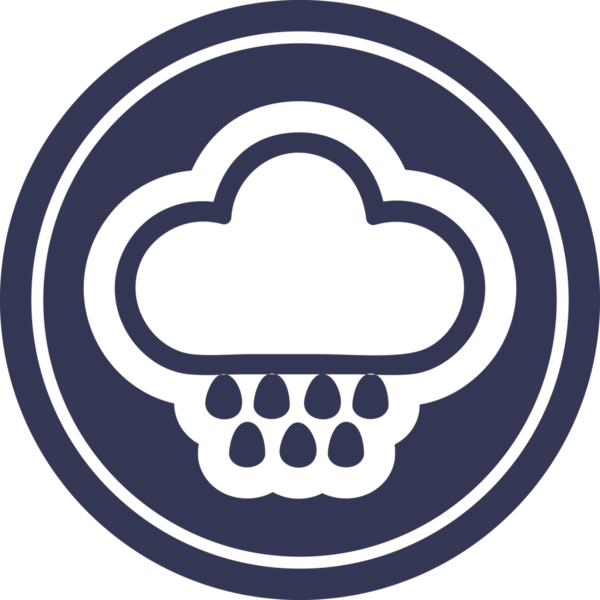 Bir insan tarafından çizilmiş yağmur bulutu dairesel simgesi