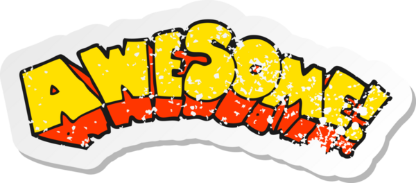 Bir insan tarafından çizilmiş harika bir karikatür sözcüğünün geriletilmiş yapıştırması.