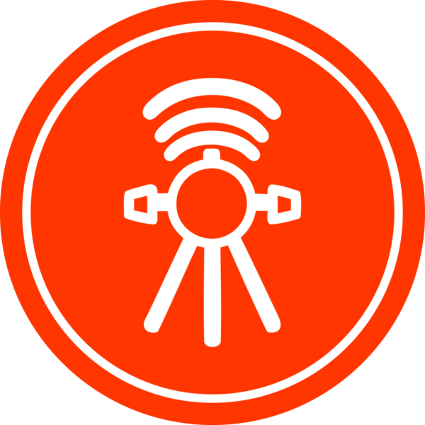 İletişim uydusu dairesel simgesi bir insan tarafından çizilmiş