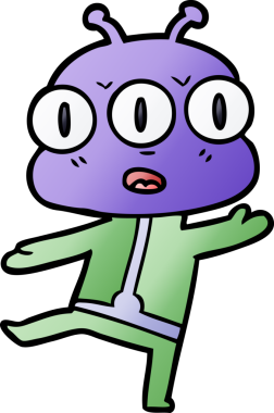 Bir insan tarafından çizilmiş üç gözlü uzaylı çizgi filmi.