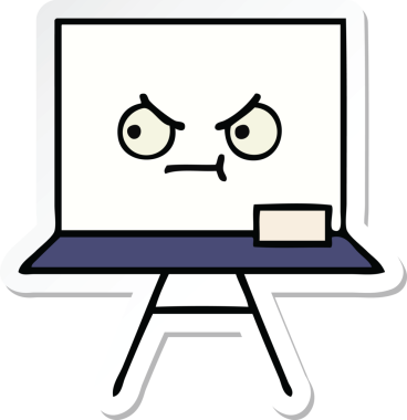 Bir insan tarafından çizilmiş beyaz bir karikatür çıkartması.