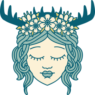 Retro Dövme Tarzı İnsan Druid karakteri bir insan tarafından çizilmiş