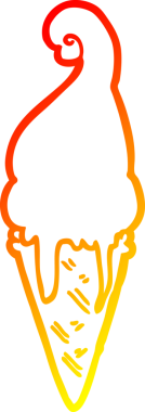 Bir insan tarafından çizilmiş çizgi film dondurmasının sıcak çizgi çizimi