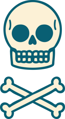 Bir insan tarafından çizilmiş bir kafatasının ikonik dövme şekli