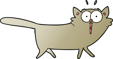 Bir insan tarafından çizilmiş çizgi film kedisi.