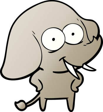 Bir insan tarafından çizilmiş mutlu bir fil.