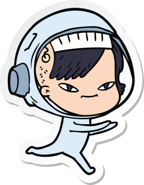 Bir insan tarafından çizilmiş astronot bir kadının çıkartması.