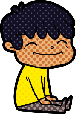 Bir insan tarafından çizilmiş mutlu çocuk çizgi filmi.