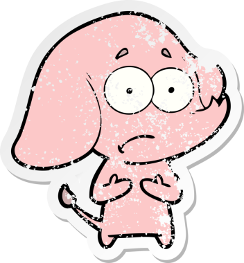 Bir insan tarafından çizilmiş belirsiz bir filin sıkıntılı çıkartması.