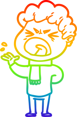 Bir insan tarafından çizilmiş öfkeli bir adamın çizdiği gökkuşağı gradyan çizgisi.