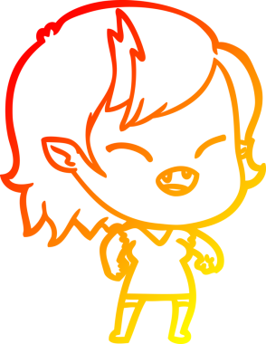 Bir insan tarafından çizilmiş gülen vampir kız çizgi filmi.