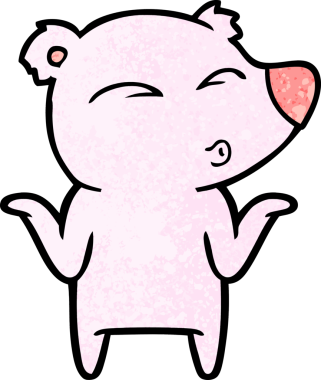 Bir insan tarafından çizilmiş bir ayı omuz silkiyor.