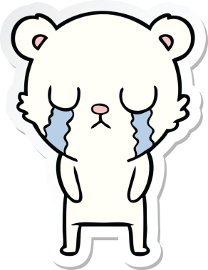 Bir insan tarafından çizilmiş ağlayan kutup ayısının çıkartması.