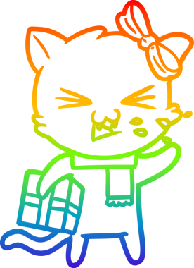 gökkuşağı gradyanı çizimi bir insan tarafından çizilmiş çizgi film kedisi