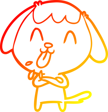 Bir insan tarafından çizilmiş sevimli bir köpeğin sıcak çizgi çizgisi.