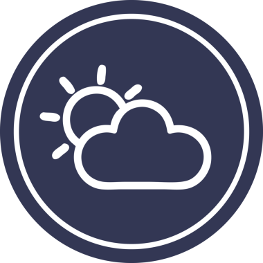 Güneş ve bulut dairesel simgesi bir insan tarafından çizilmiş.