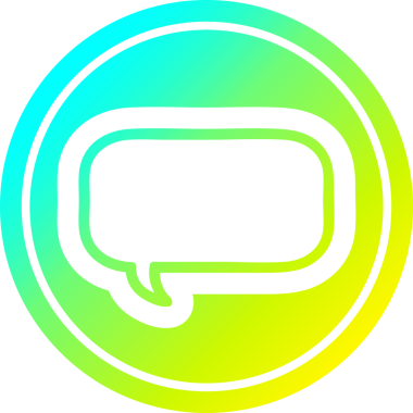 konuşma kabarcığı dairesel simgesi ve bir insan tarafından çizilen gradyan bitiş