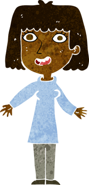 Bir insan tarafından çizilmiş mutlu bir kadın.