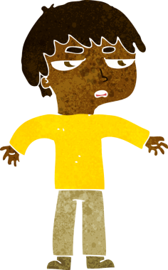 Bir insan tarafından çizilmiş rahatsız bir çocuk.