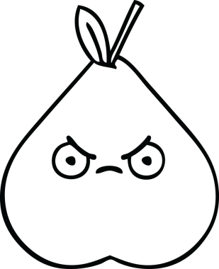 Bir insan tarafından çizilmiş yeşil bir armut çizimi.