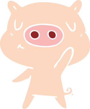 Düz renkli çizgi film içerikli domuz insan tarafından çizilmiş.