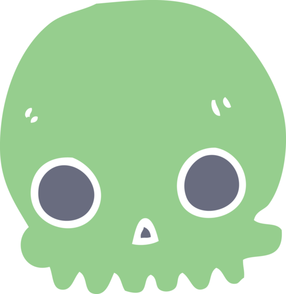 Bir insan tarafından çizilmiş düz renkli çizgi film kafatası