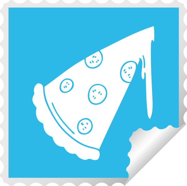 Bir insan tarafından çizilmiş kare soyulmuş tuhaf bir pizza dilimi.