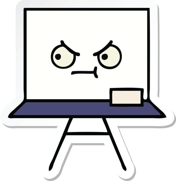 Bir insan tarafından çizilmiş beyaz bir karikatür çıkartması.