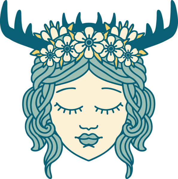 Retro Dövme Tarzı İnsan Druid karakteri bir insan tarafından çizilmiş