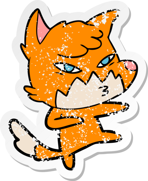 Bir insan tarafından çizilmiş zeki bir tilkinin sıkıntılı çıkartması.