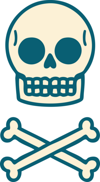 Bir insan tarafından çizilmiş bir kafatasının ikonik dövme şekli