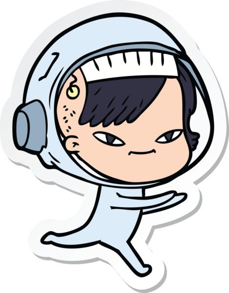 Bir insan tarafından çizilmiş astronot bir kadının çıkartması.