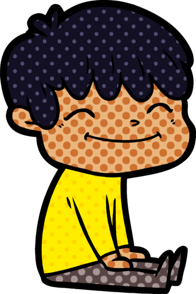 Bir insan tarafından çizilmiş mutlu çocuk çizgi filmi.