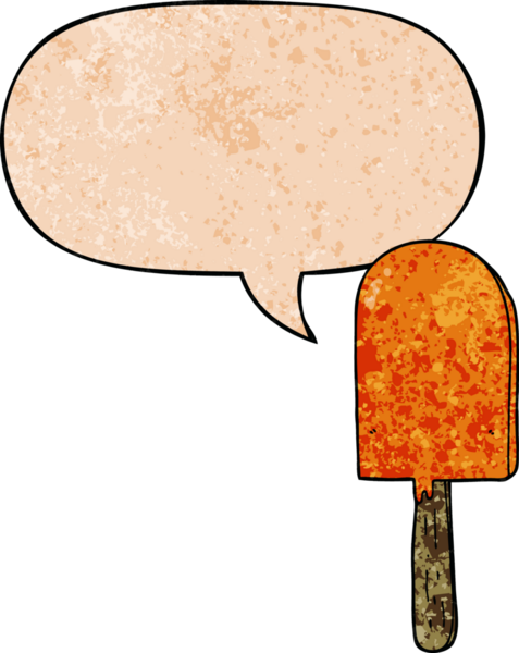 bir insan tarafından çizilmiş retro desenli konuşma baloncuklu çizgi film lolipopu.