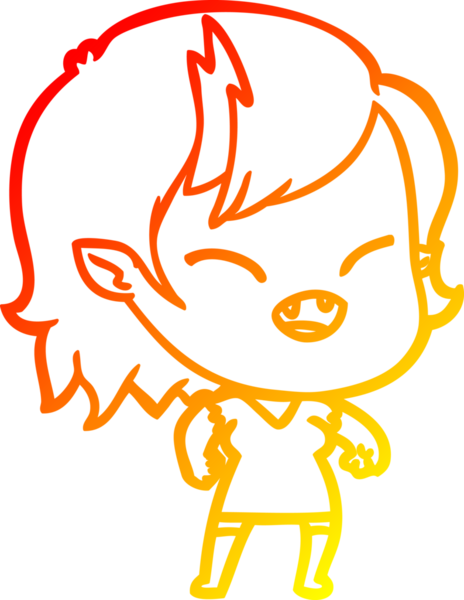 Bir insan tarafından çizilmiş gülen vampir kız çizgi filmi.