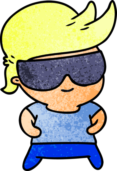 desenli çizgi film çizimi kawaii çocuk bir insan tarafından çizilmiş gözlüklü