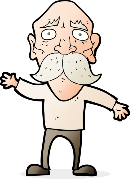 Bir insan tarafından çizilmiş endişeli yaşlı bir adam.